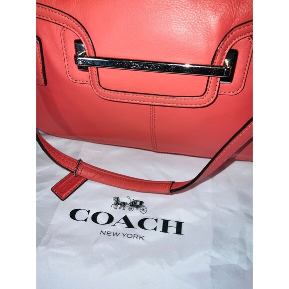 COACH Taylor Marin Handbag Pink Crossbody Salmon Leather Satchel - Picture 3 of 9